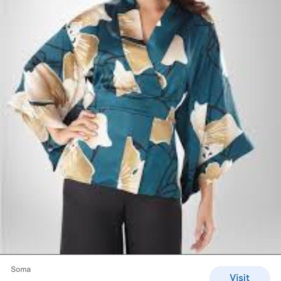 “SOMA” Intimates Luxe Silk Floral Kimono - Picture 2 of 15